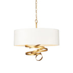 95268 3 Light Pendant Gold Leaf & Ivory Cotton Fabric