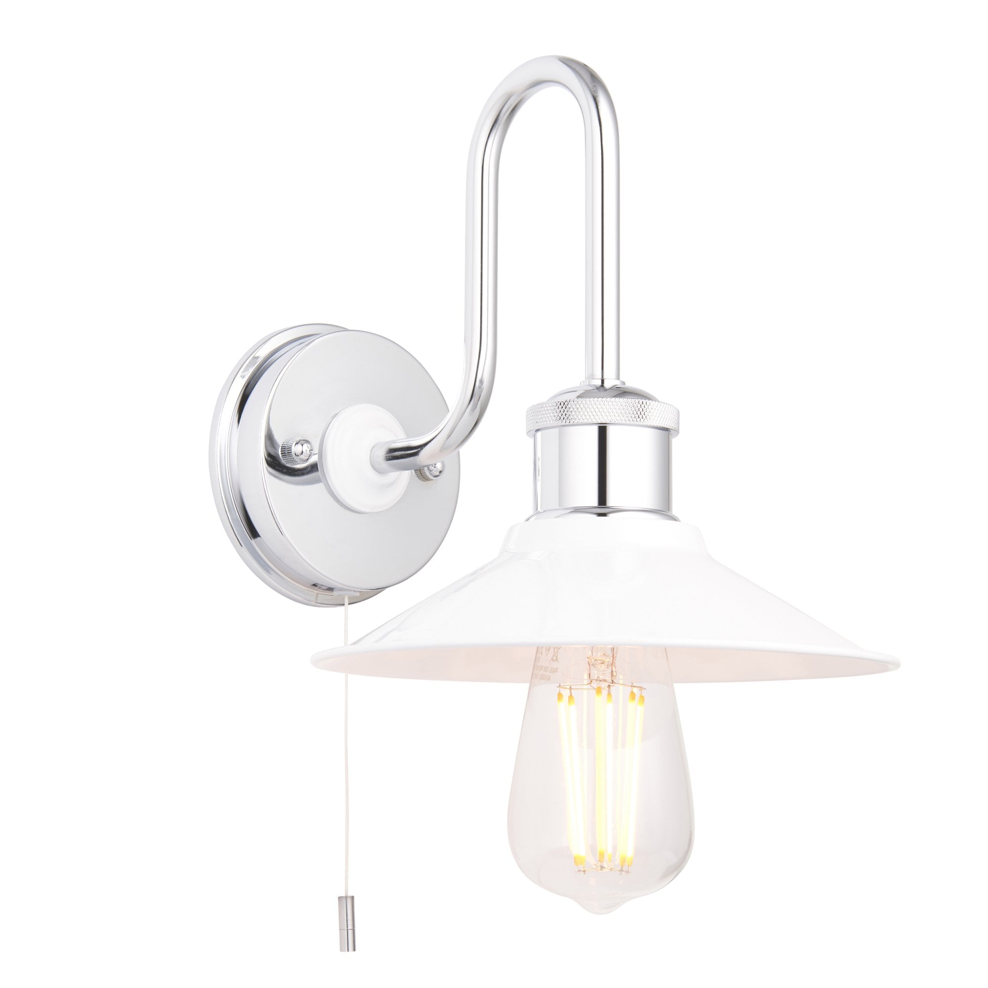 Bathroom 1 Light Wall  Light Chrome Plate & Gloss White