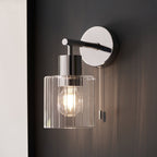 95510 Bathroom 1 Light Wall Light Chrome Plate & Clear Ribbed Glass