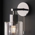 95510 Bathroom 1 Light Wall Light Chrome Plate & Clear Ribbed Glass