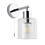 95510 Bathroom 1 Light Wall Light Chrome Plate & Clear Ribbed Glass