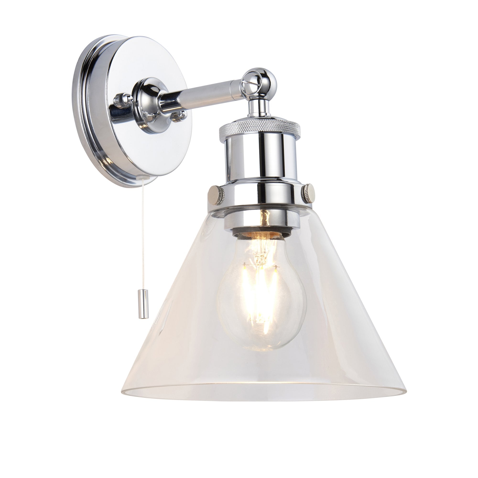 95513 Bathroom 1 Light Wall Light Chrome Plate & Clear Glass