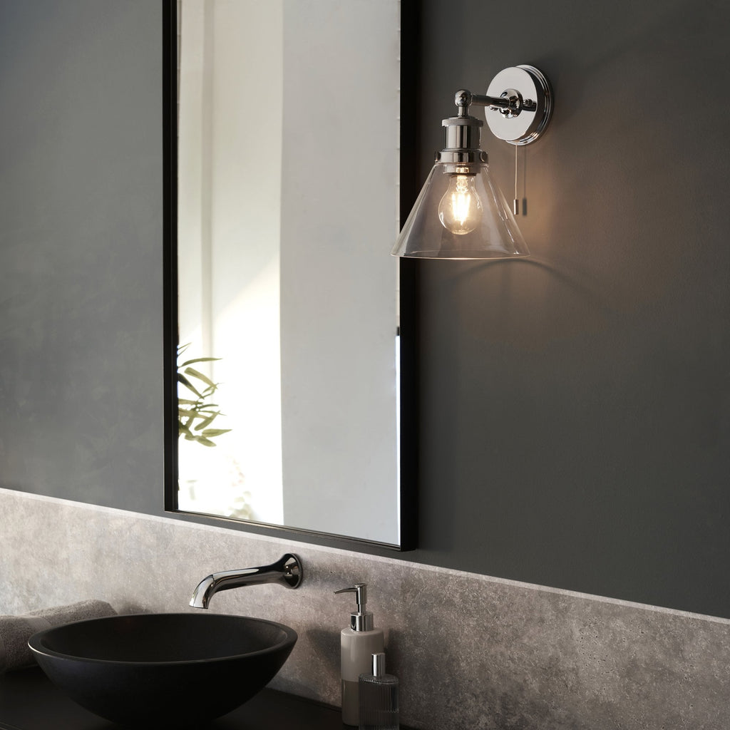 95513 Bathroom 1 Light Wall Light Chrome Plate & Clear Glass