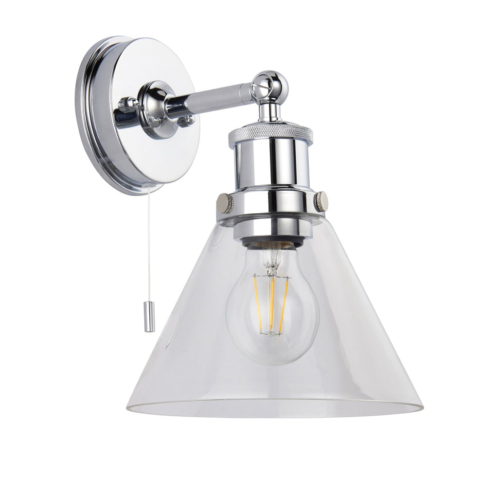 95513 Bathroom 1 Light Wall Light Chrome Plate & Clear Glass