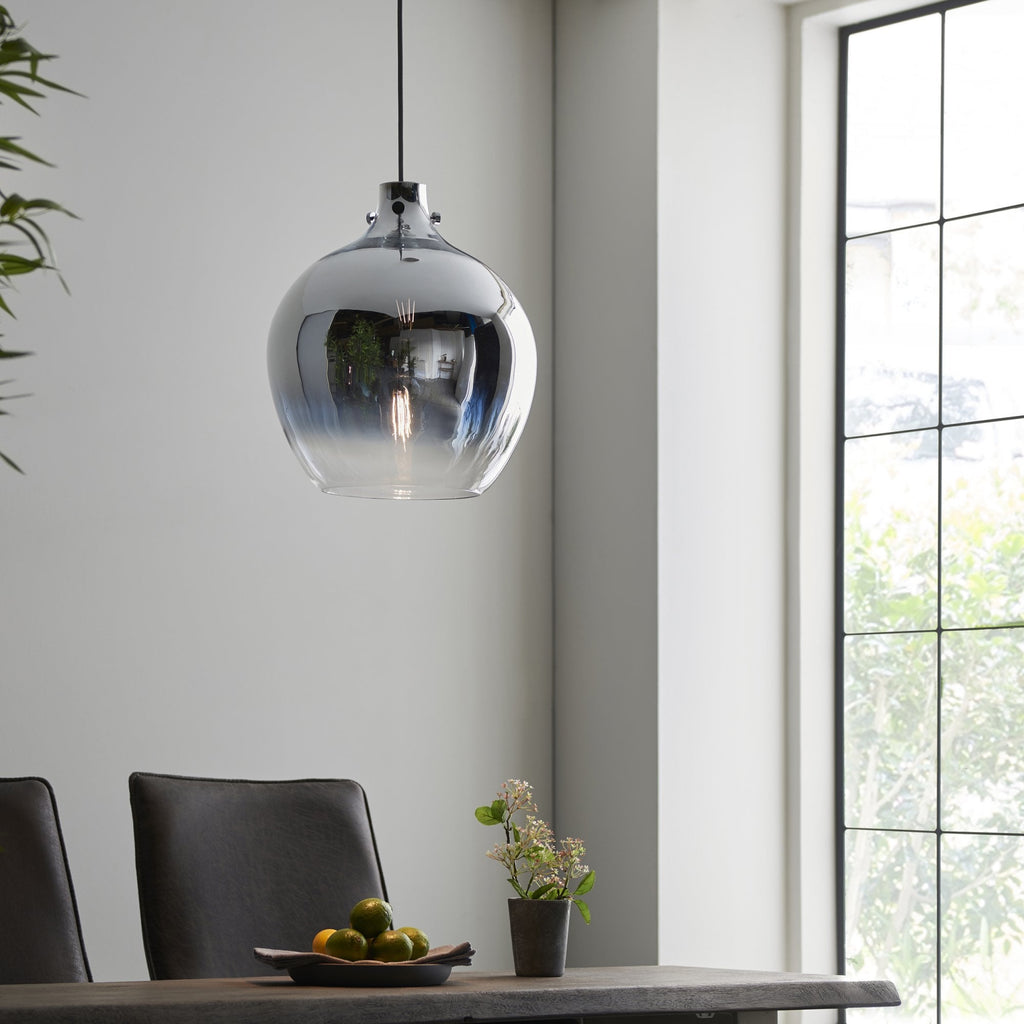 96442 1 Light Pendant Chrome Ombre Glass & Chrome Plate (S)