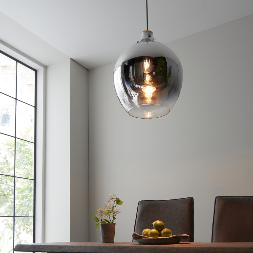 96442 1 Light Pendant Chrome Ombre Glass & Chrome Plate (S)