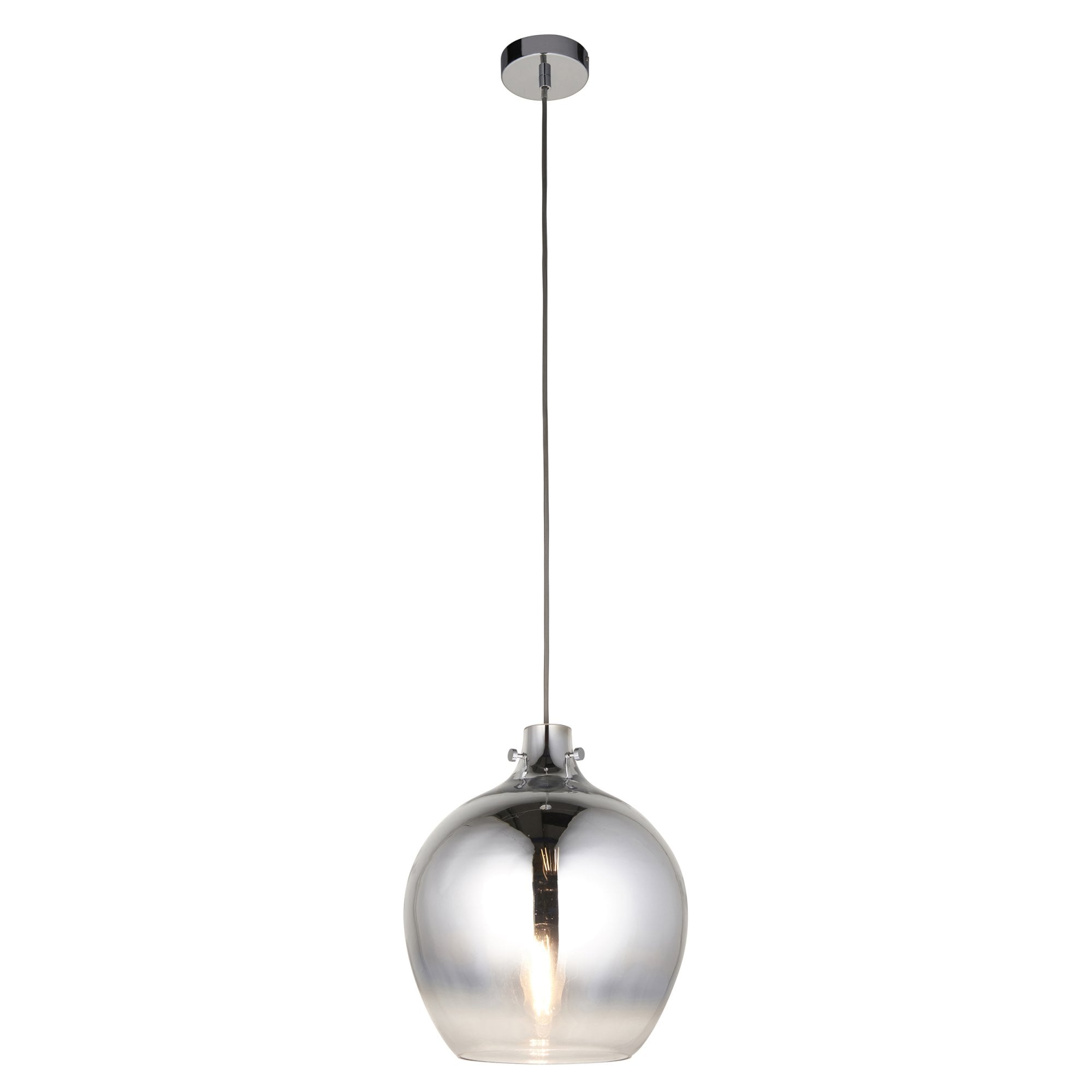 96442 1 Light Pendant Chrome Ombre Glass & Chrome Plate (S)