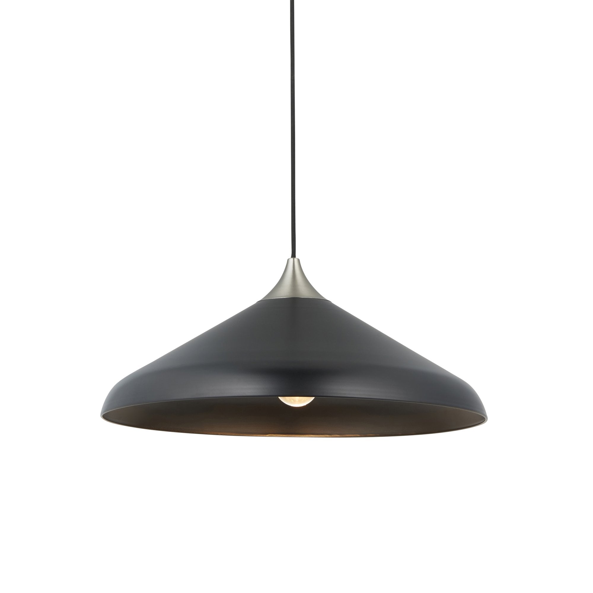 96560 1 Light Pendant Matt Black & Matt Nickel Plate
