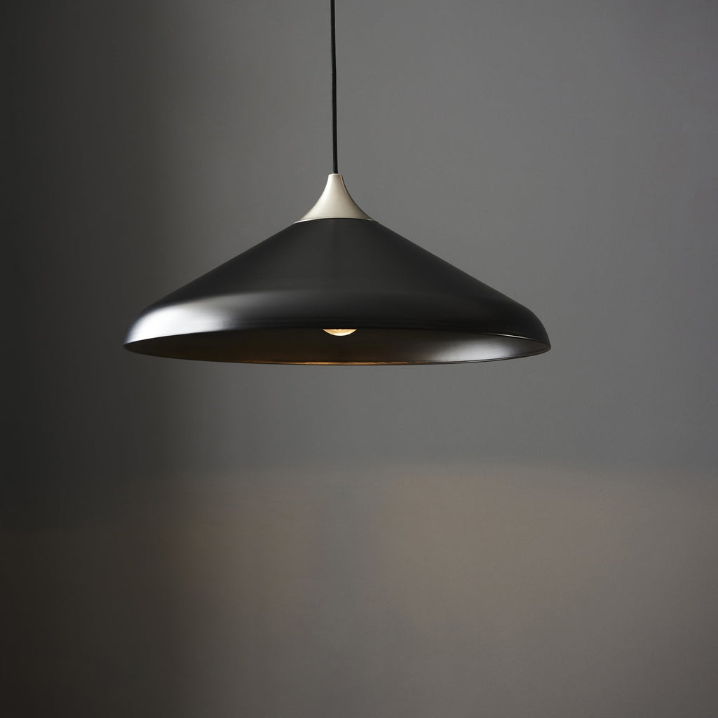 96560 1 Light Pendant Matt Black & Matt Nickel Plate