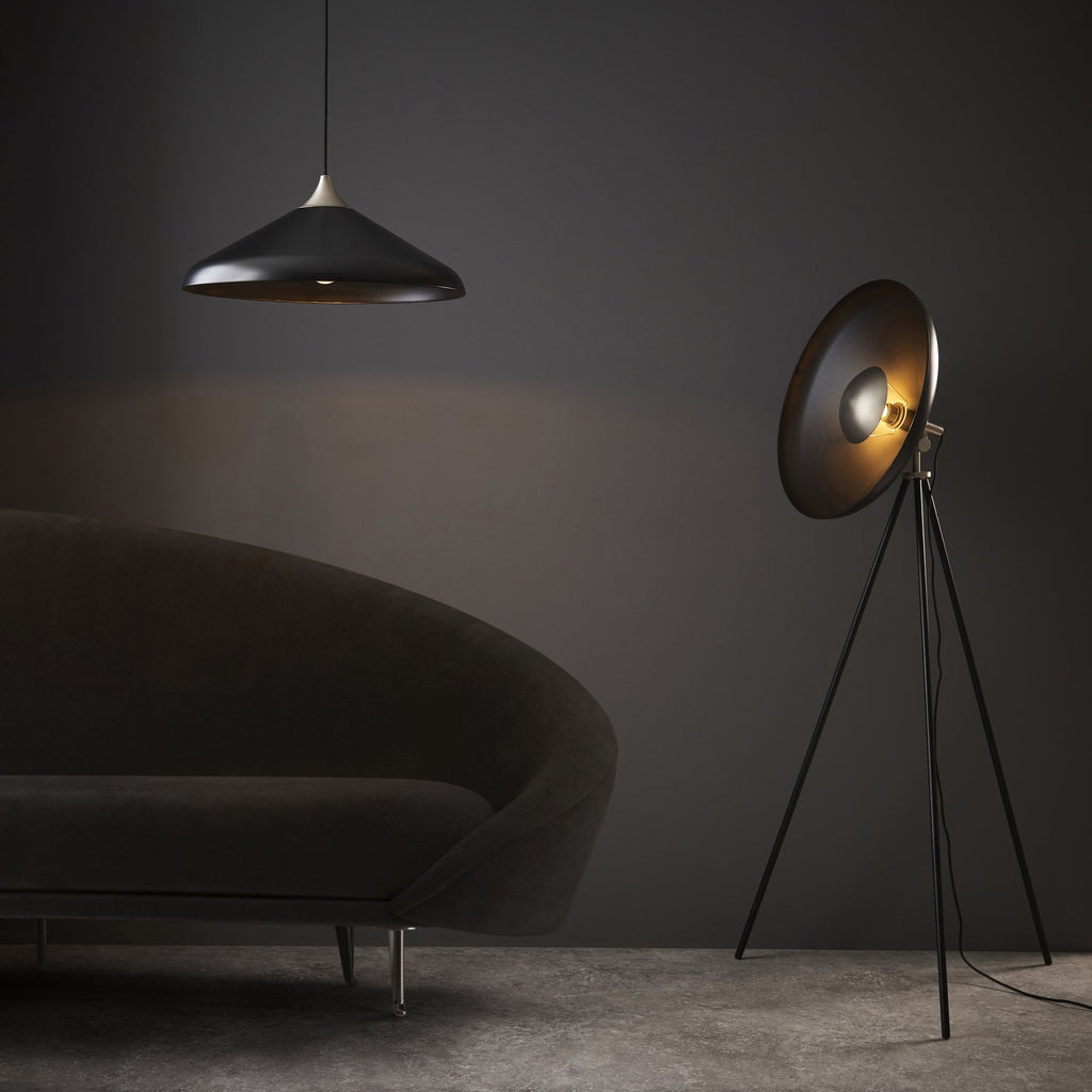 96560 1 Light Pendant Matt Black & Matt Nickel Plate