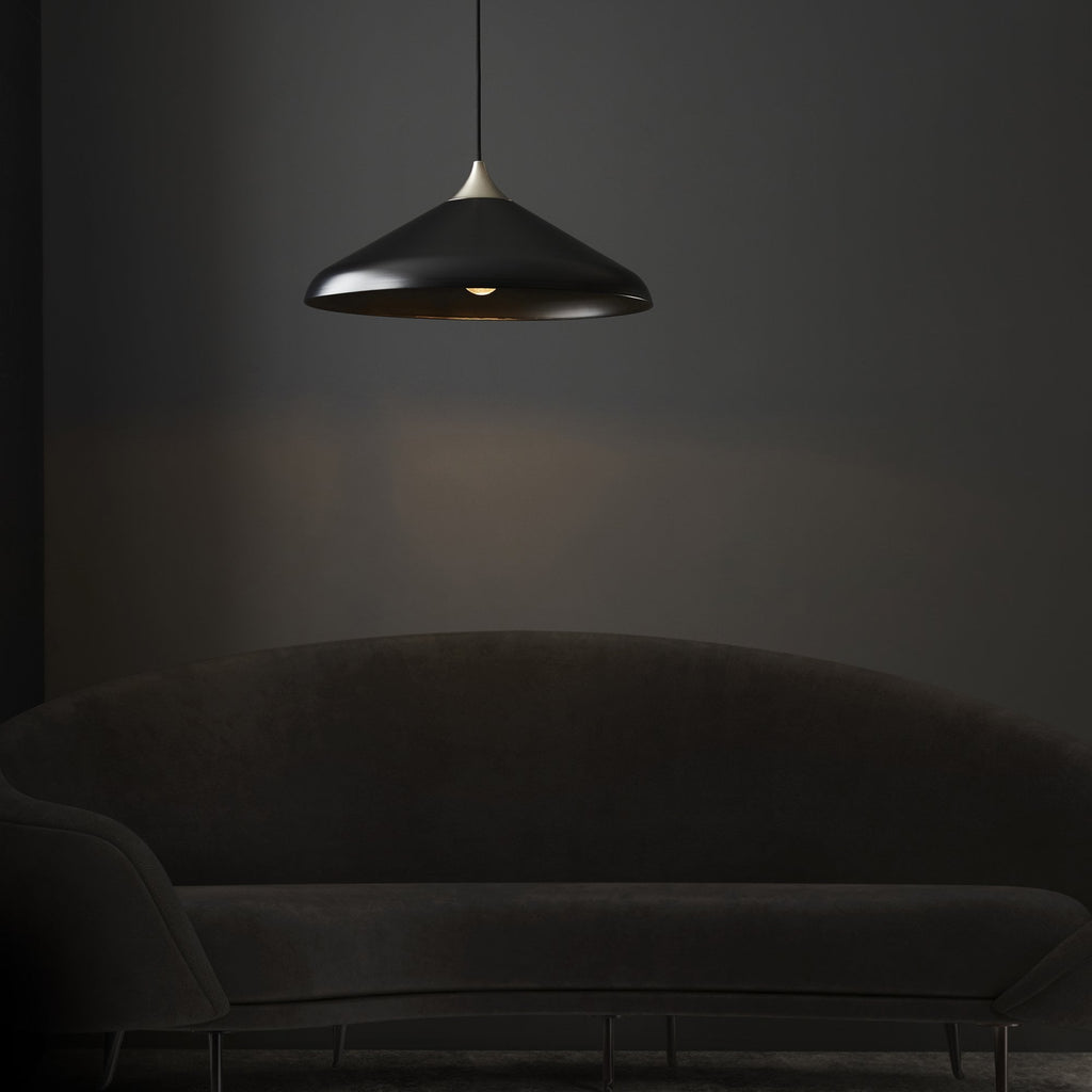 96560 1 Light Pendant Matt Black & Matt Nickel Plate