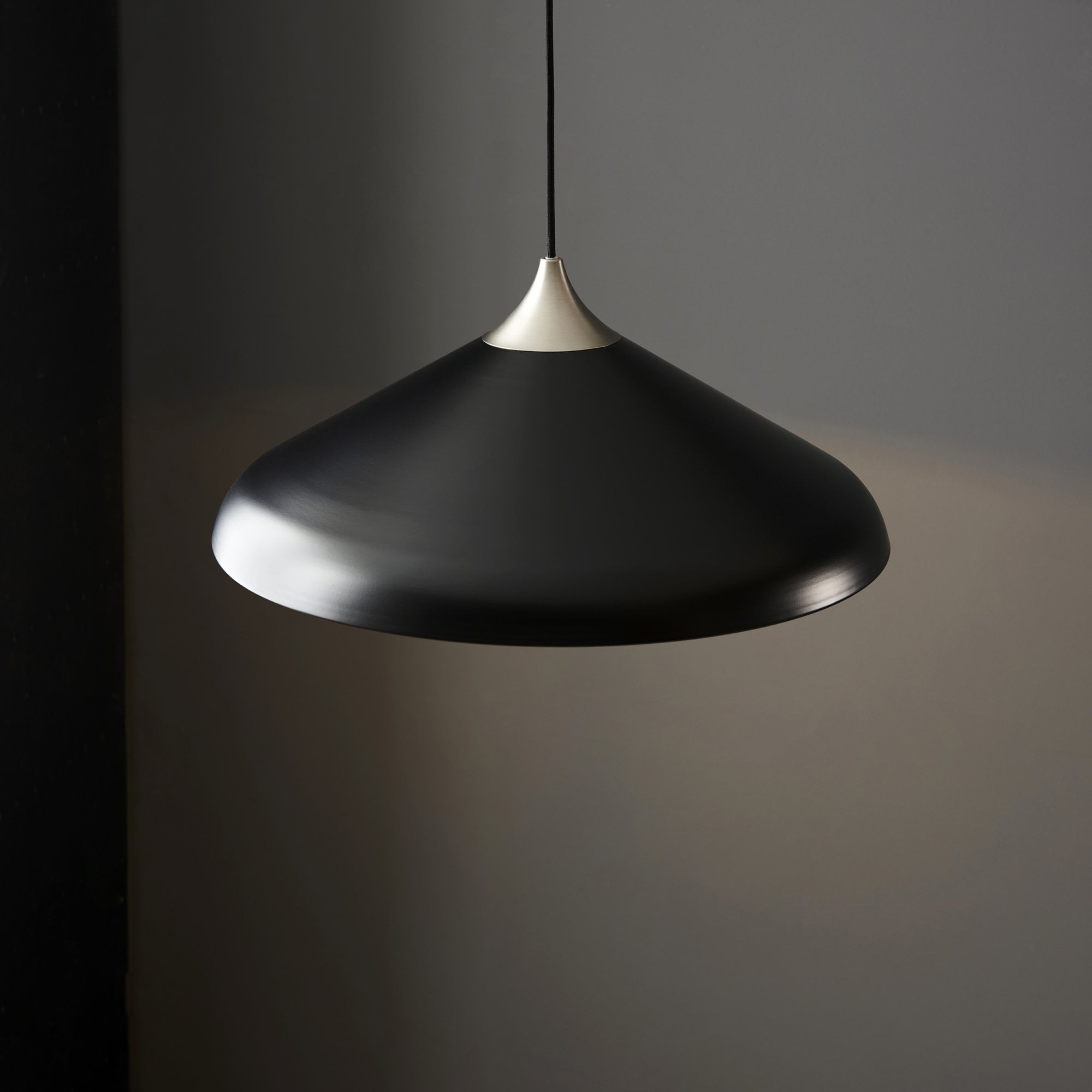 96560 1 Light Pendant Matt Black & Matt Nickel Plate