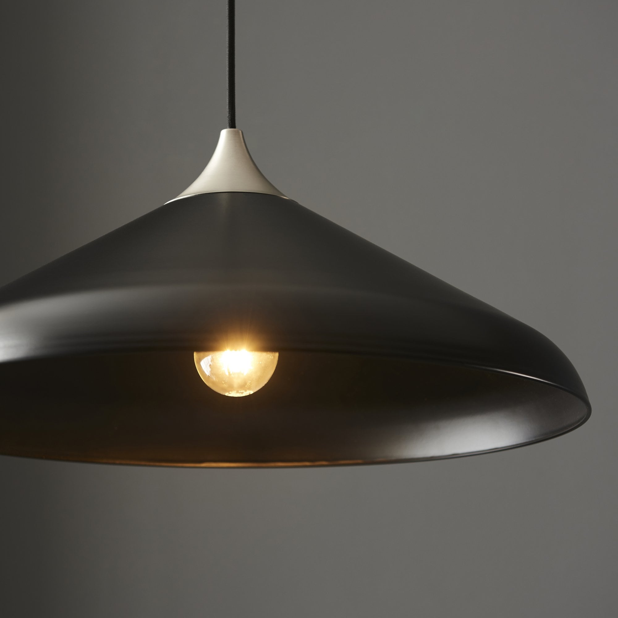 96560 1 Light Pendant Matt Black & Matt Nickel Plate