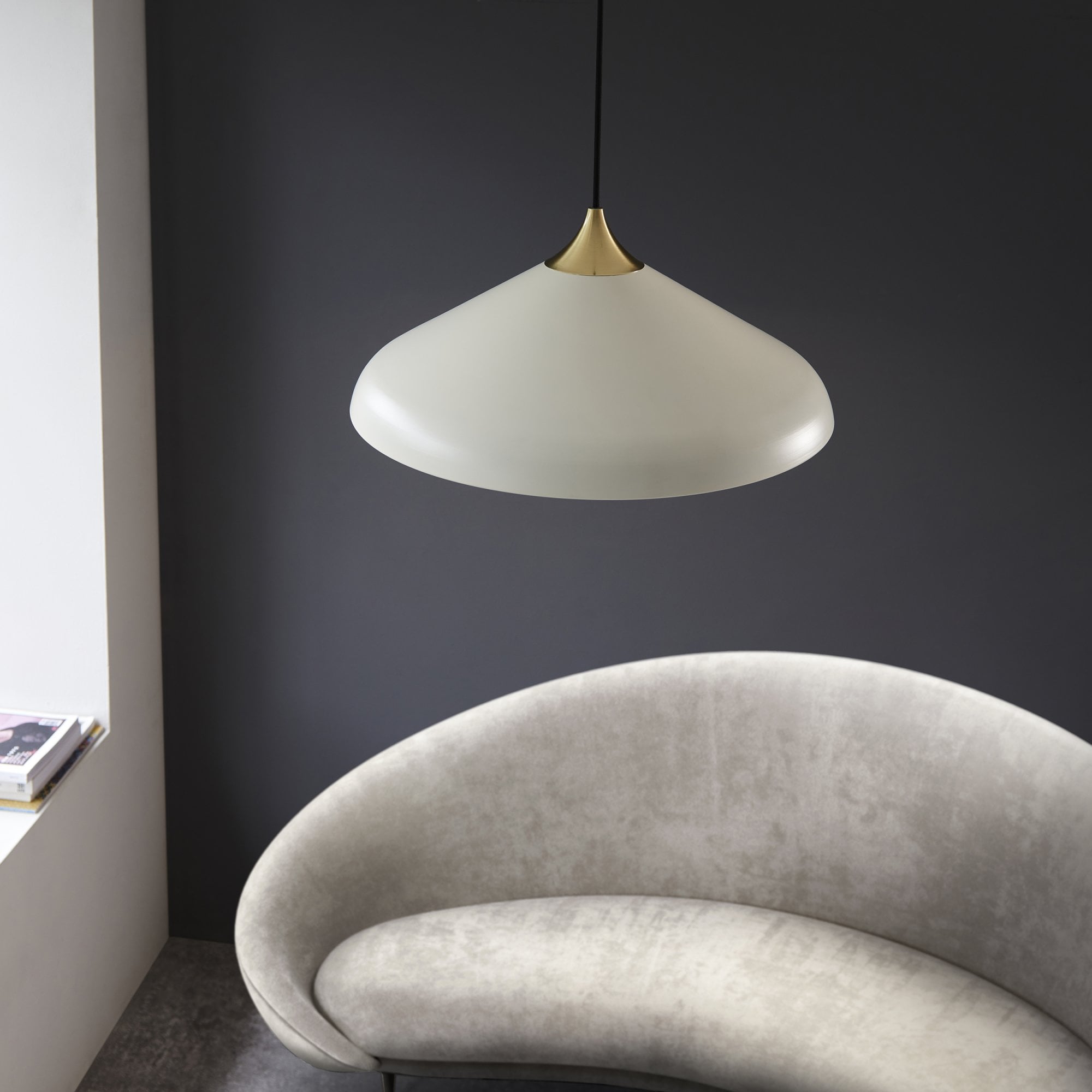 96561 1 Light Pendant Warm White & Brushed Brass Plate