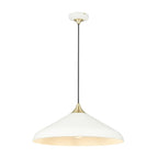 96561 1 Light Pendant Warm White & Brushed Brass Plate