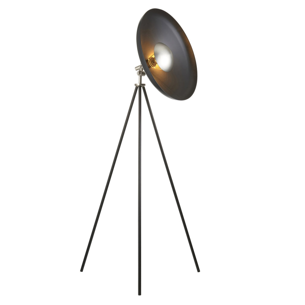 96562 1 Light Floor Lamp Matt Black & Matt Nickel Plate