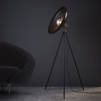 96562 1 Light Floor Lamp Matt Black & Matt Nickel Plate