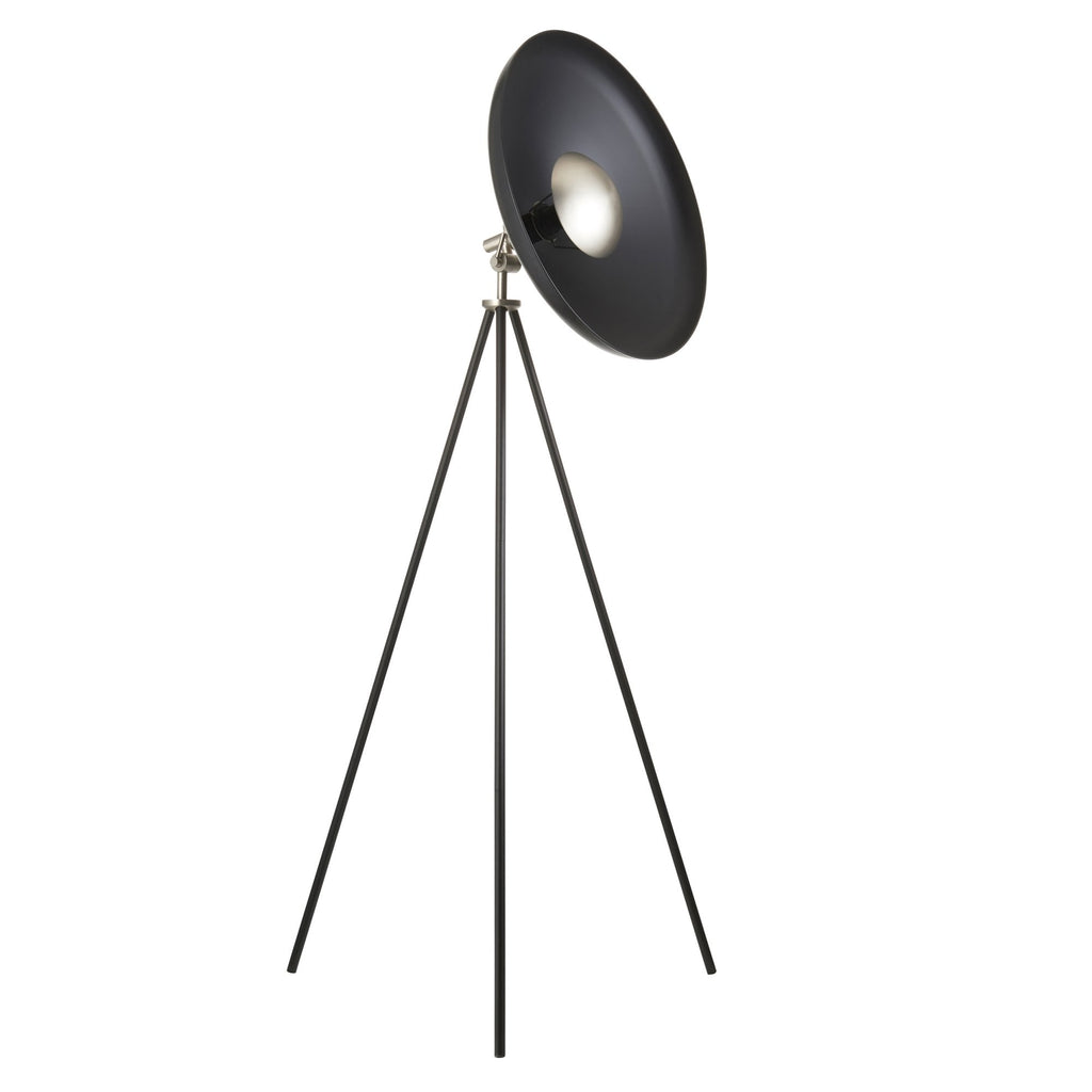 96562 1 Light Floor Lamp Matt Black & Matt Nickel Plate