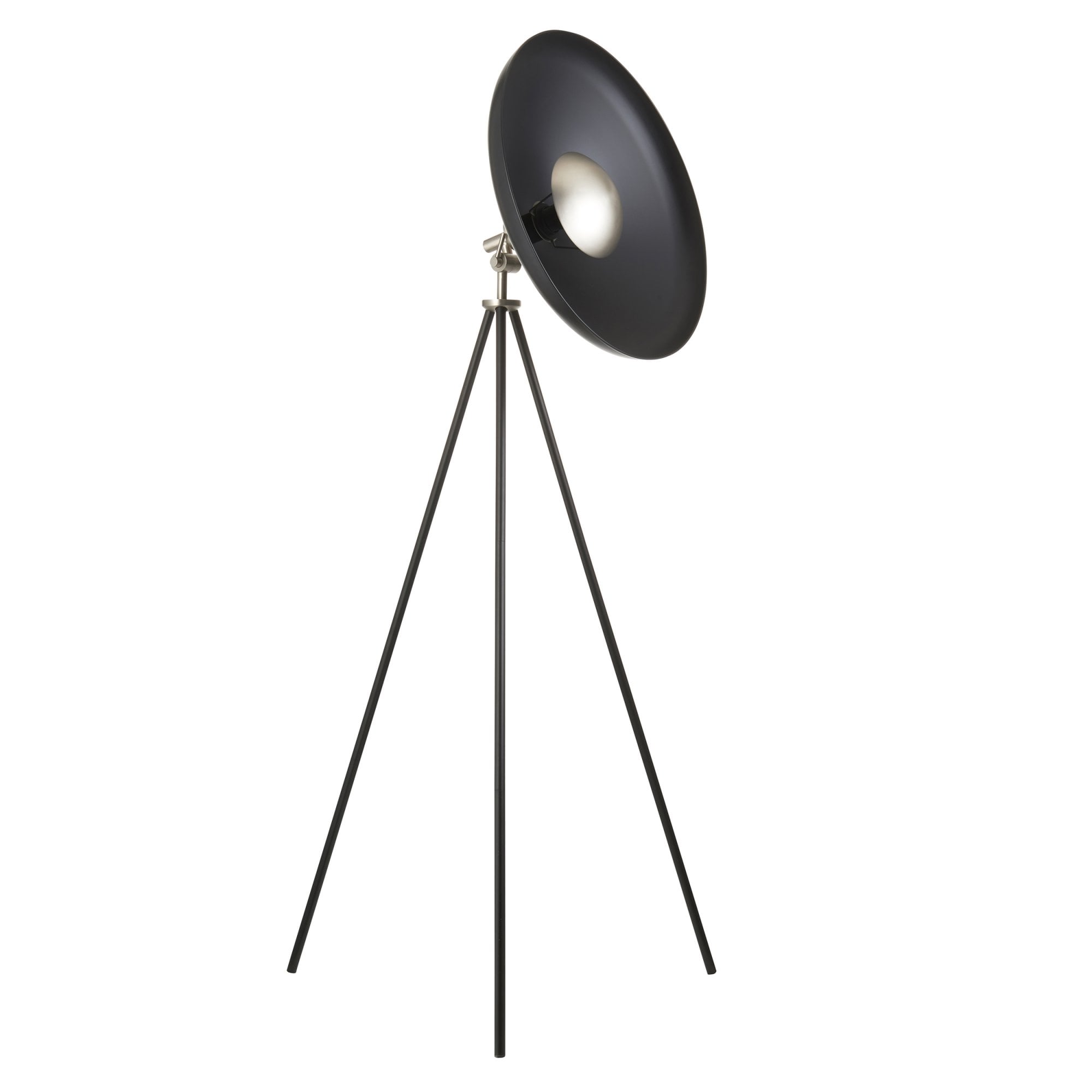 96562 1 Light Floor Lamp Matt Black & Matt Nickel Plate