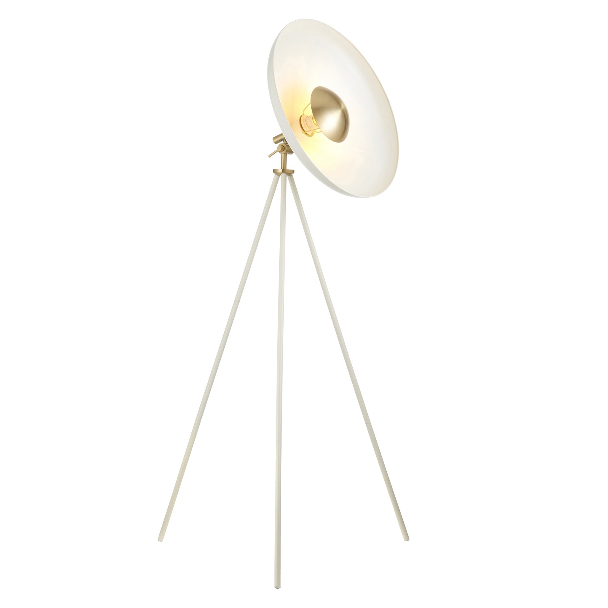 96563 1 Light Floor Lamp Warm White & Brushed Brass Plate