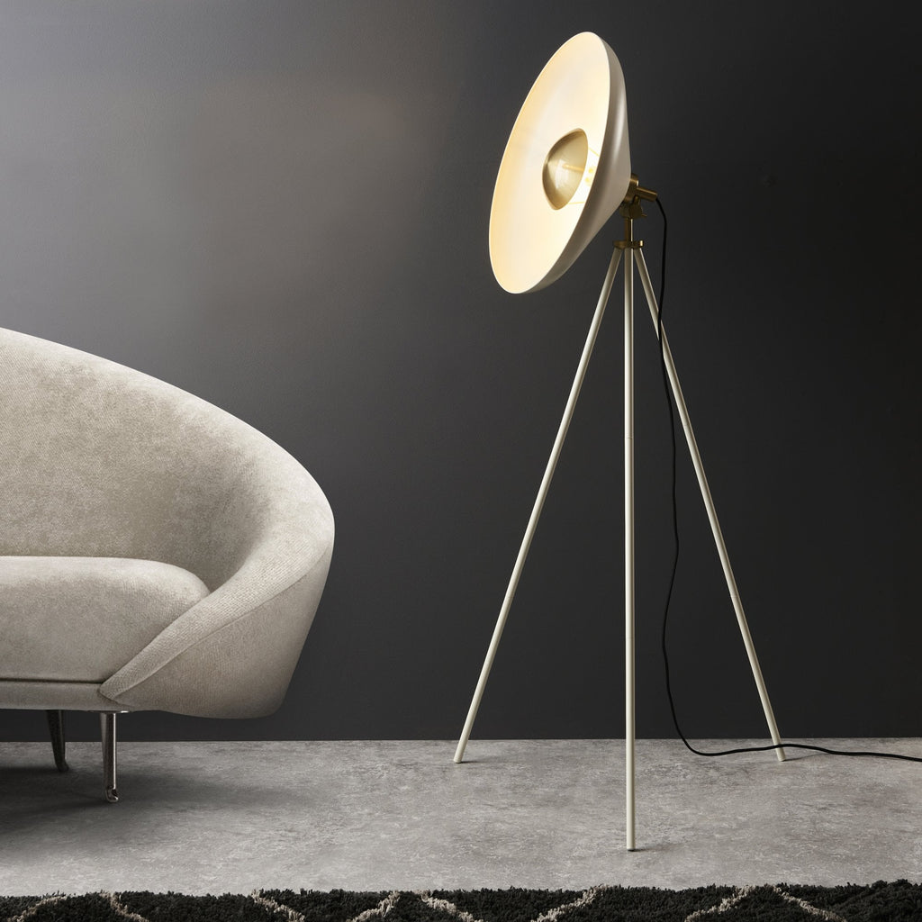 96563 1 Light Floor Lamp Warm White & Brushed Brass Plate