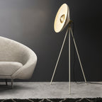 96563 1 Light Floor Lamp Warm White & Brushed Brass Plate