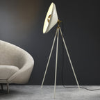 96563 1 Light Floor Lamp Warm White & Brushed Brass Plate
