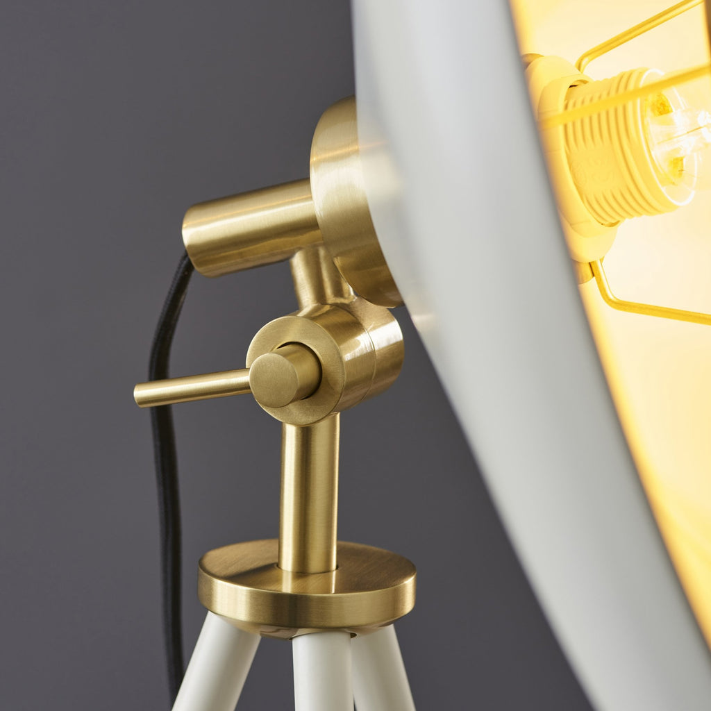 96563 1 Light Floor Lamp Warm White & Brushed Brass Plate