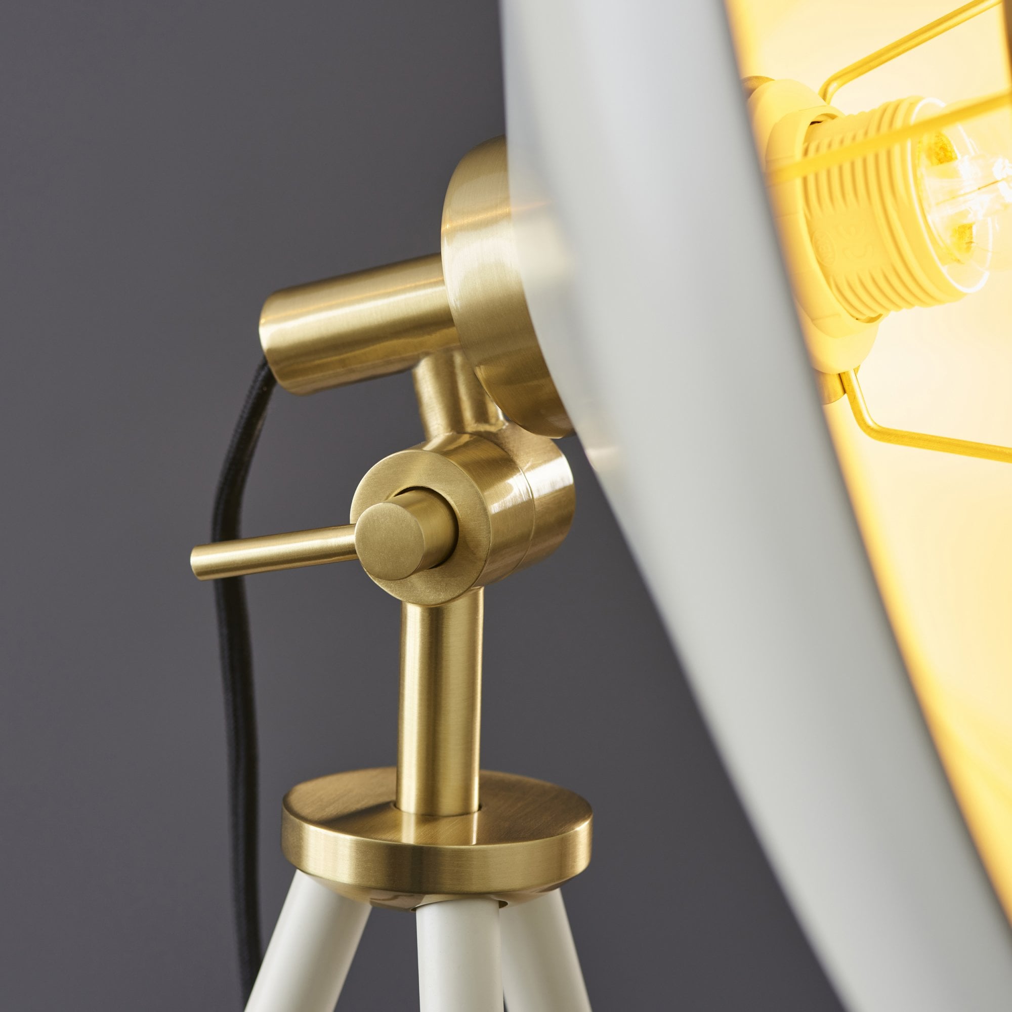 96563 1 Light Floor Lamp Warm White & Brushed Brass Plate