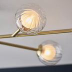 96689 6 Light Semi Flush Ceiling Light Satin Brass Plate & Clear/frosted Glass