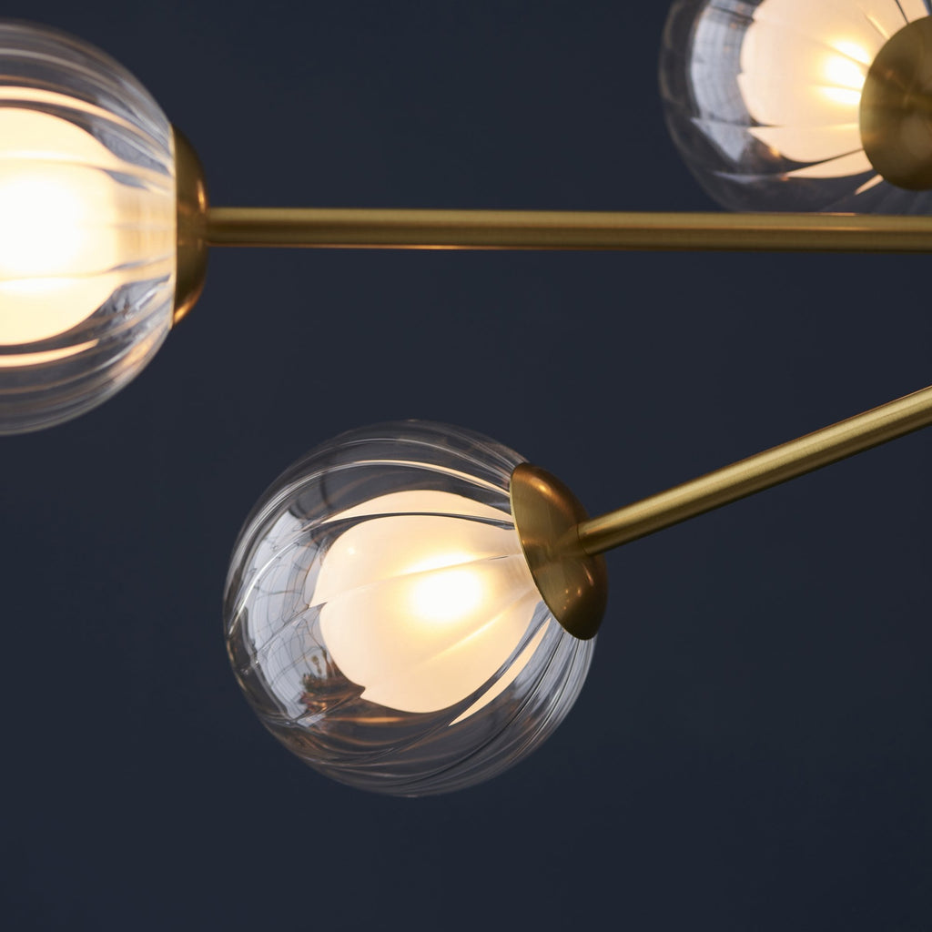 96690 9 Light Pendant Satin Brass Plate & Clear/frosted Glass
