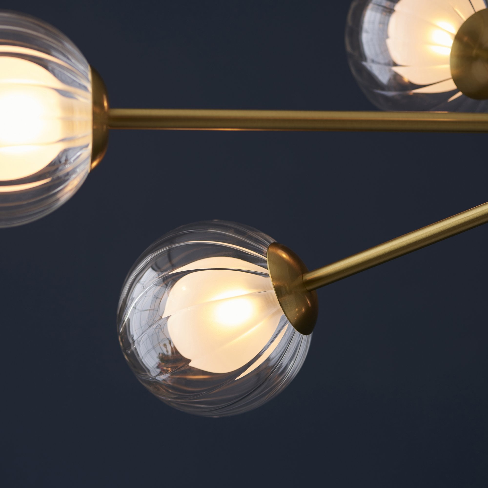 96690 9 Light Pendant Satin Brass Plate & Clear/frosted Glass
