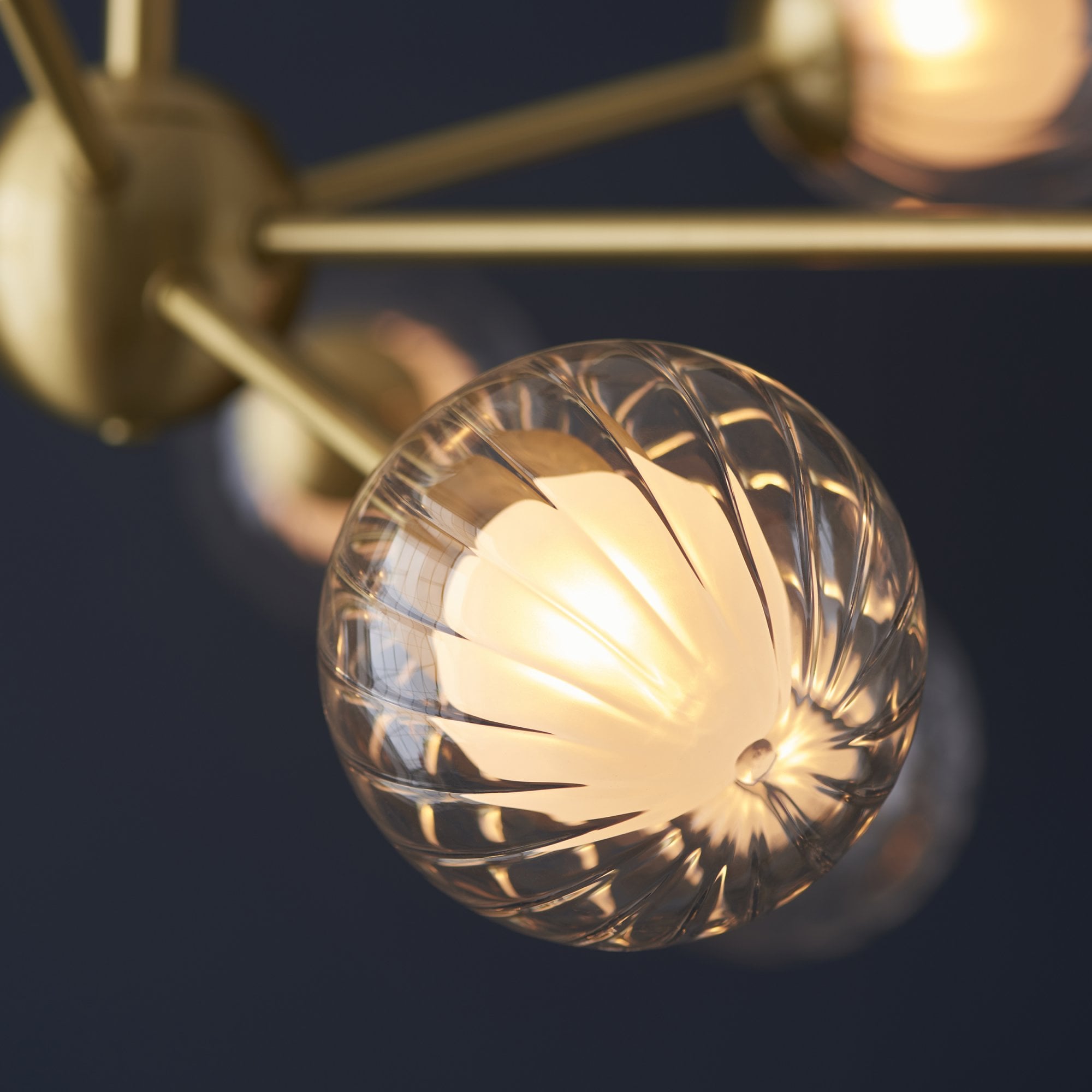 96690 9 Light Pendant Satin Brass Plate & Clear/frosted Glass