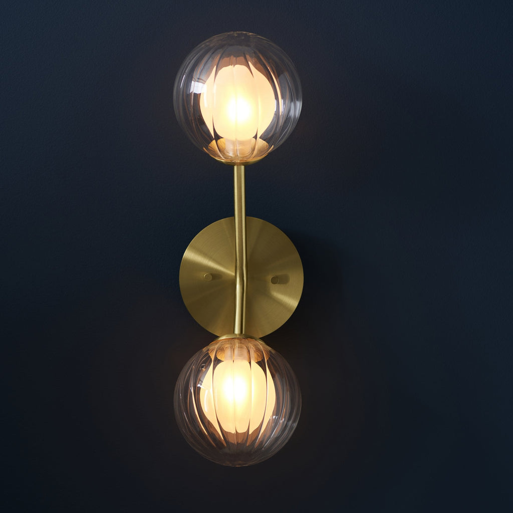 96691 2 Light Wall Light Satin Brass Plate & Clear/frosted Glass