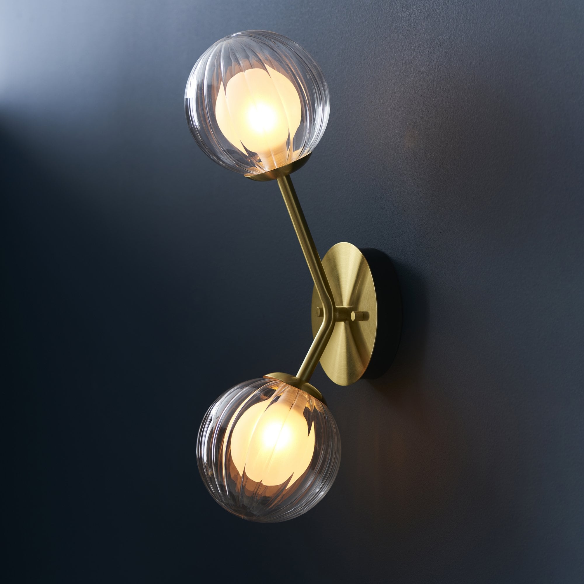 96691 2 Light Wall Light Satin Brass Plate & Clear/frosted Glass