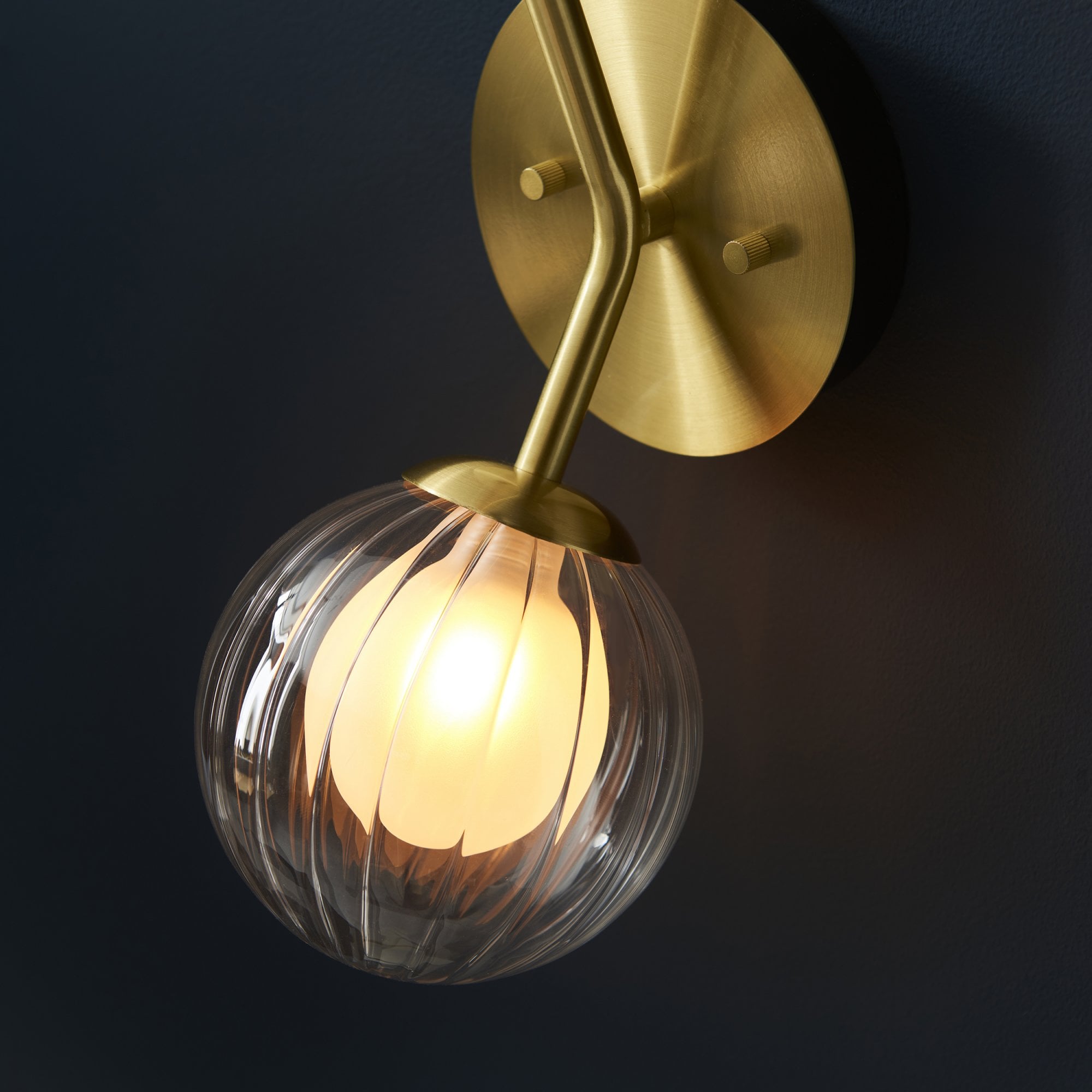96691 2 Light Wall Light Satin Brass Plate & Clear/frosted Glass