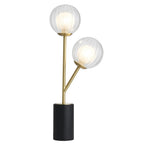 96692 2 Light Table Lamp Satin Brass Plate & Clear/frosted Glass