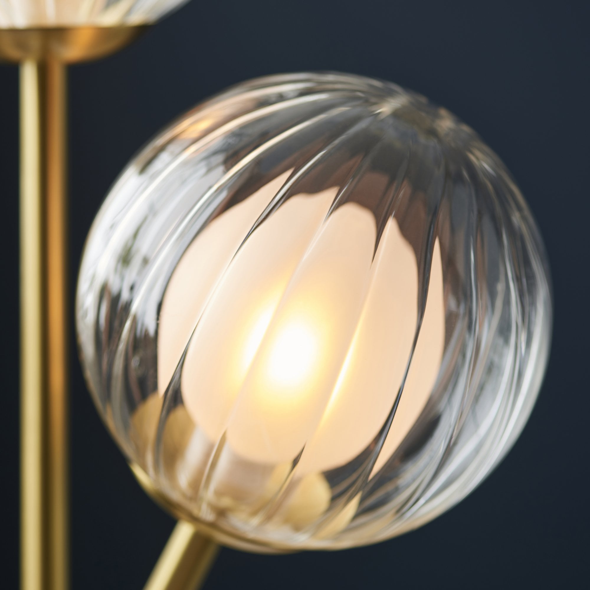 96692 2 Light Table Lamp Satin Brass Plate & Clear/frosted Glass