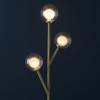 96693 3 Light Floor Lamp Satin Brass Plate & Clear/frosted Glass