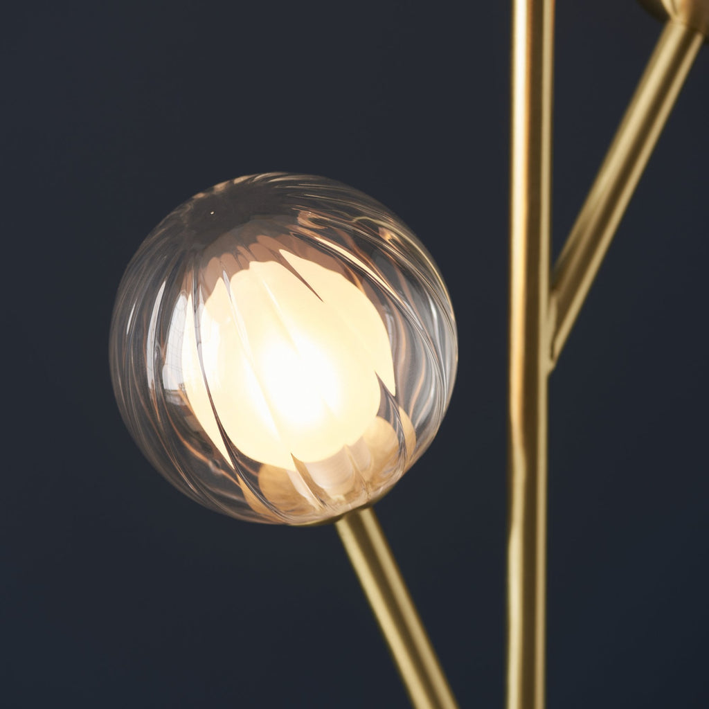 96693 3 Light Floor Lamp Satin Brass Plate & Clear/frosted Glass