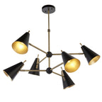 96702 6 Light Pendant Matt Antique Brass Plate & Matt Black
