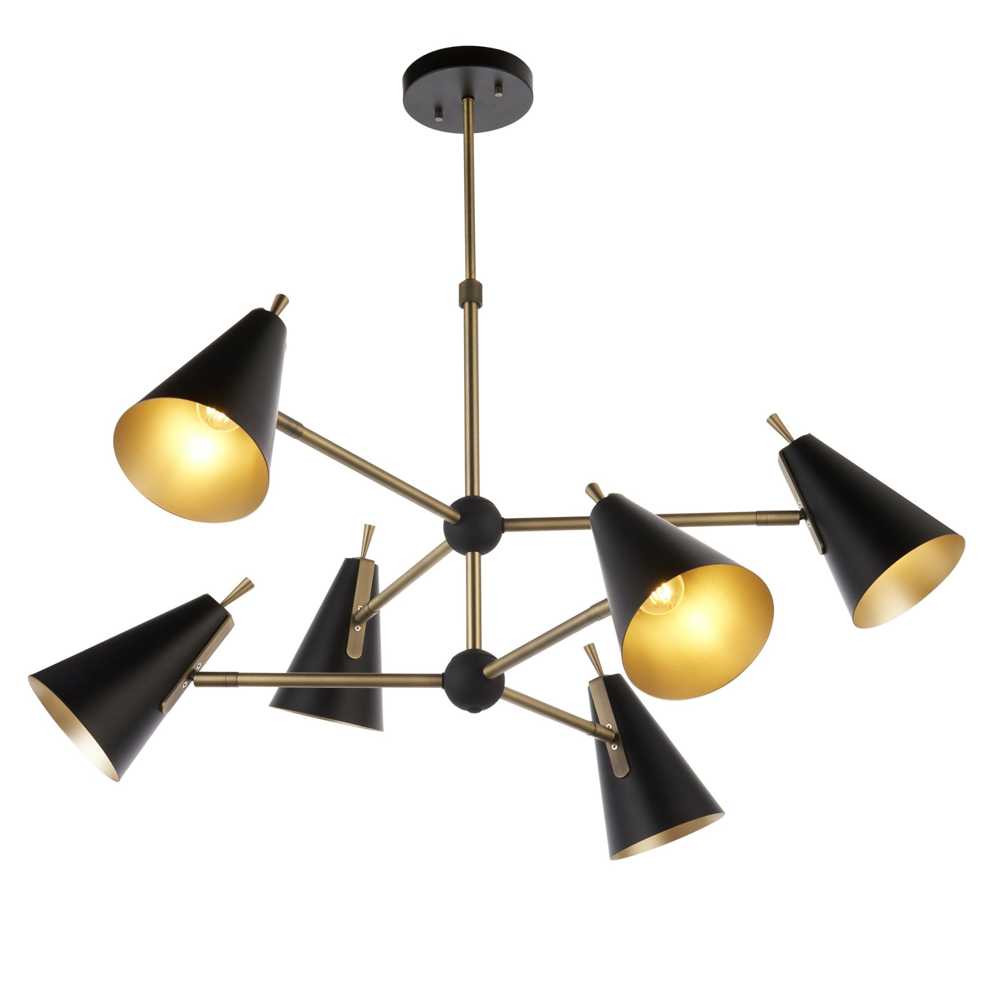 96702 6 Light Pendant Matt Antique Brass Plate & Matt Black
