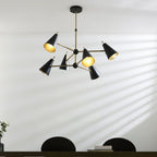 96702 6 Light Pendant Matt Antique Brass Plate & Matt Black