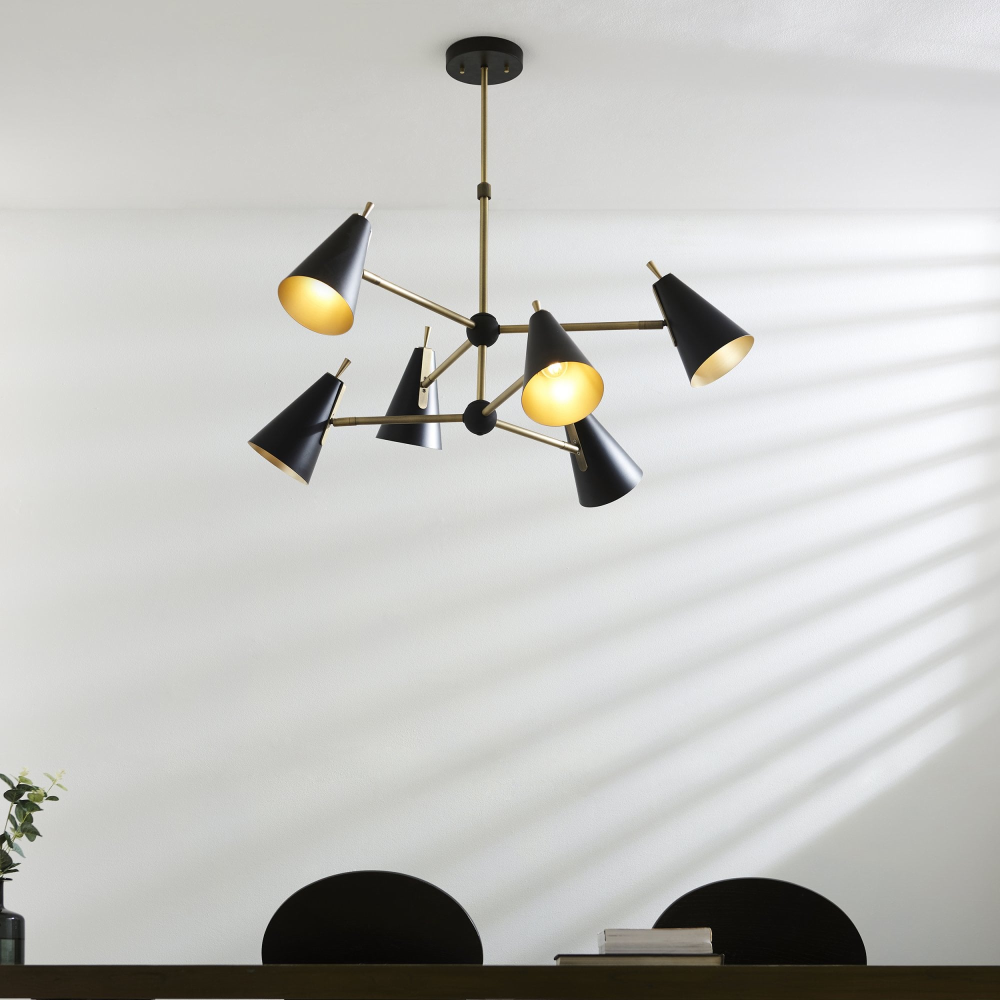 96702 6 Light Pendant Matt Antique Brass Plate & Matt Black