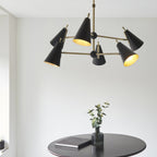 96702 6 Light Pendant Matt Antique Brass Plate & Matt Black