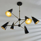 96702 6 Light Pendant Matt Antique Brass Plate & Matt Black