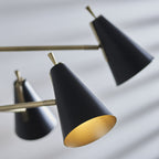 96702 6 Light Pendant Matt Antique Brass Plate & Matt Black