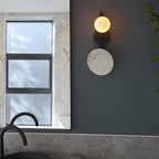 96729 Bathroom 1 Light Wall Light Matt Black, Mirrored Glass With Opal Glass