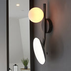96729 Bathroom 1 Light Wall Light Matt Black, Mirrored Glass With Opal Glass