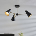 96746 3 Light Semi Flush Ceiling Light Matt Antique Brass Plate & Matt Black